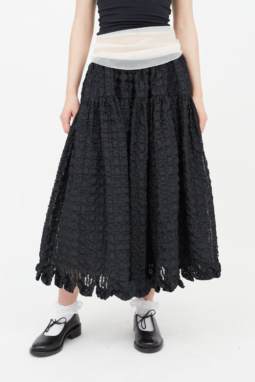 Cecilie Bahnsen Black Seersucker Kasumi Midi Skirt