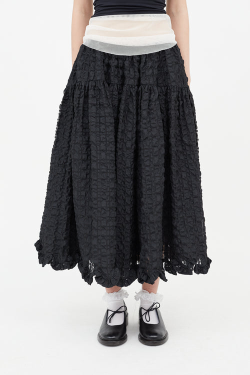 Cecilie Bahnsen Black Seersucker Kasumi Midi Skirt