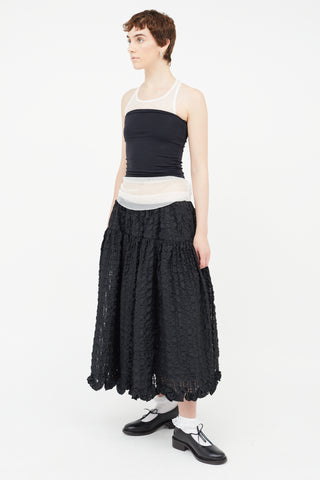 Cecilie Bahnsen Black Seersucker Kasumi Midi Skirt