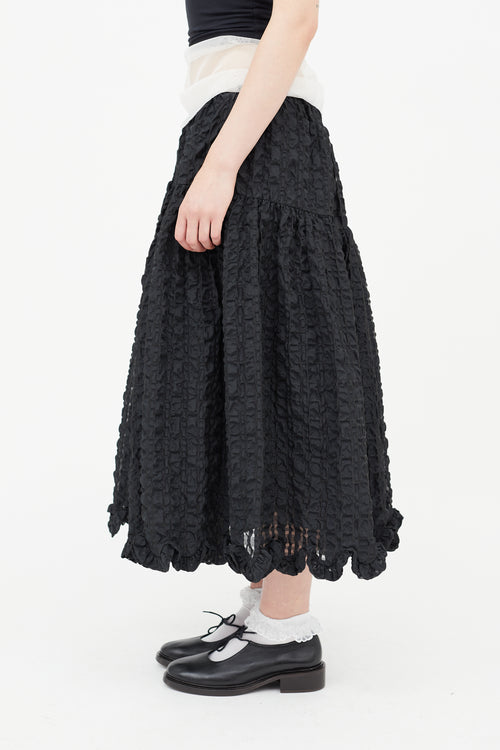 Cecilie Bahnsen Black Seersucker Kasumi Midi Skirt