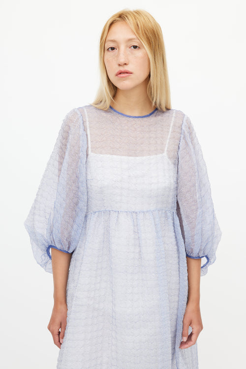 Cecilie Bahnsen Blue Woven Sheer Dress