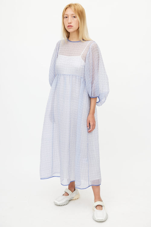 Cecilie Bahnsen Blue Woven Sheer Dress