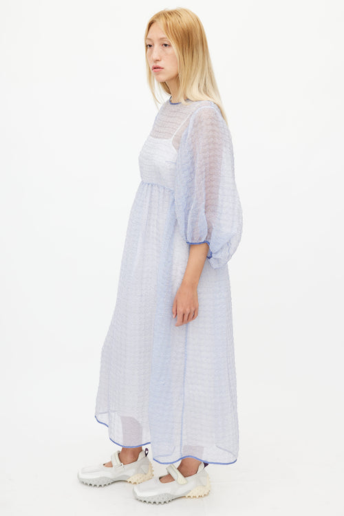 Cecilie Bahnsen Blue Woven Sheer Dress