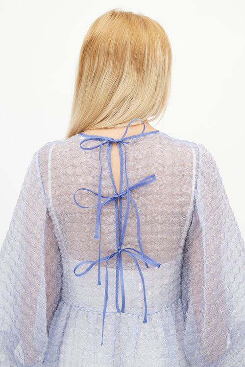 Cecilie Bahnsen Blue Woven Sheer Dress