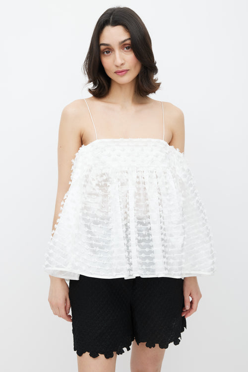 Cecilie Bahnsen White Sleeveless Fennella Top