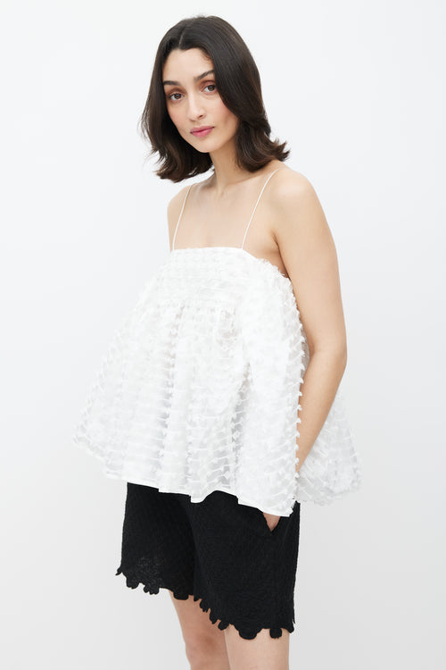 Cecilie Bahnsen White Sleeveless Fennella Top