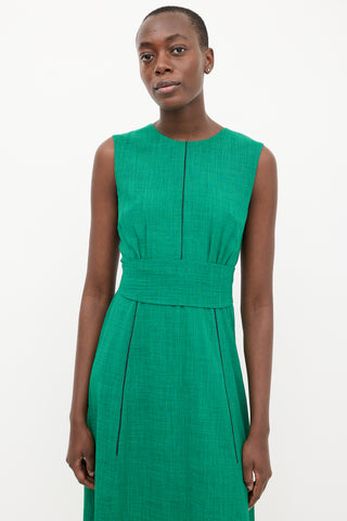 Cefinn Green Belted Sleeveless Midi Dress