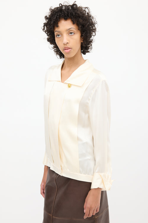 Celine 1980s Cream Silk Blouse