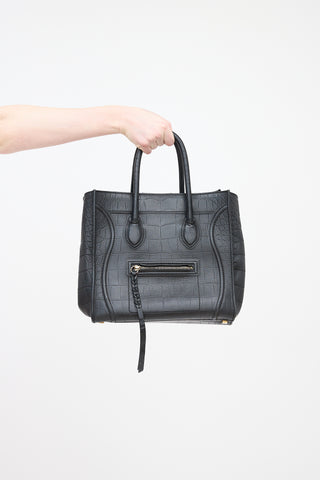 Celine 2011 Embossed Leather Medium Phantom Luggage Bag