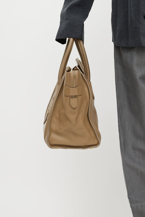 Celine 2012 Beige Leather Mini Luggage Tote Bag