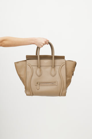 Celine 2012 Beige Leather Mini Luggage Tote Bag