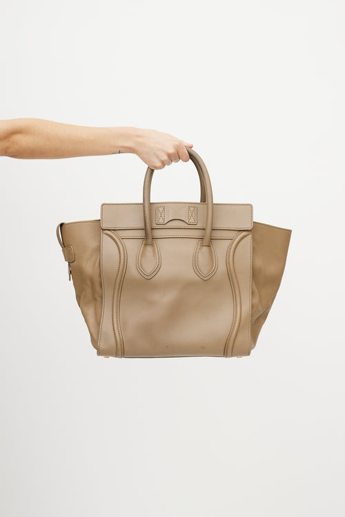 Celine 2012 Beige Leather Mini Luggage Tote Bag