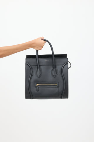 Celine 2012 Black Leather Mini Luggage Tote Bag