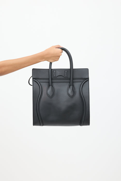 Celine 2012 Black Leather Mini Luggage Tote Bag