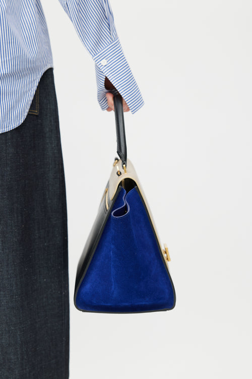 Celine 2013 Beige 
Blue Medium Trapeze Shoulder Bag