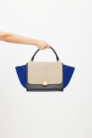 Celine 2013 Beige 
Blue Medium Trapeze Shoulder Bag