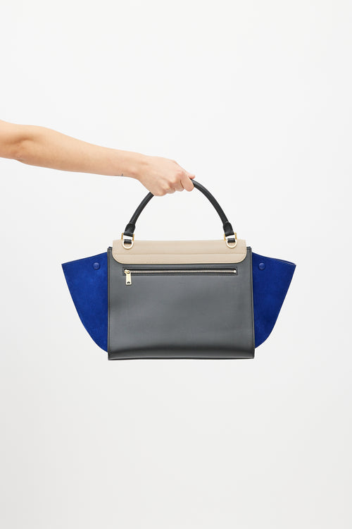 Celine 2013 Beige 
Blue Medium Trapeze Shoulder Bag