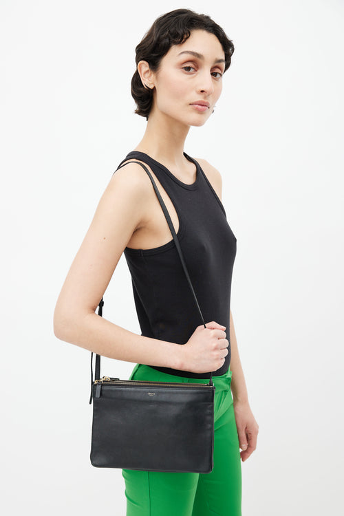 Celine 2013 Black Leather Trio Crossbody Bag