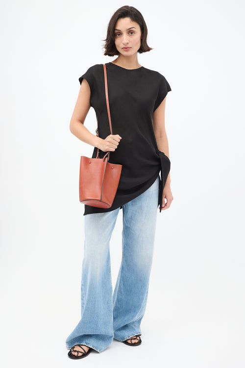 Celine 2015 Brown Leather Pinched Brick Crossbody Bag