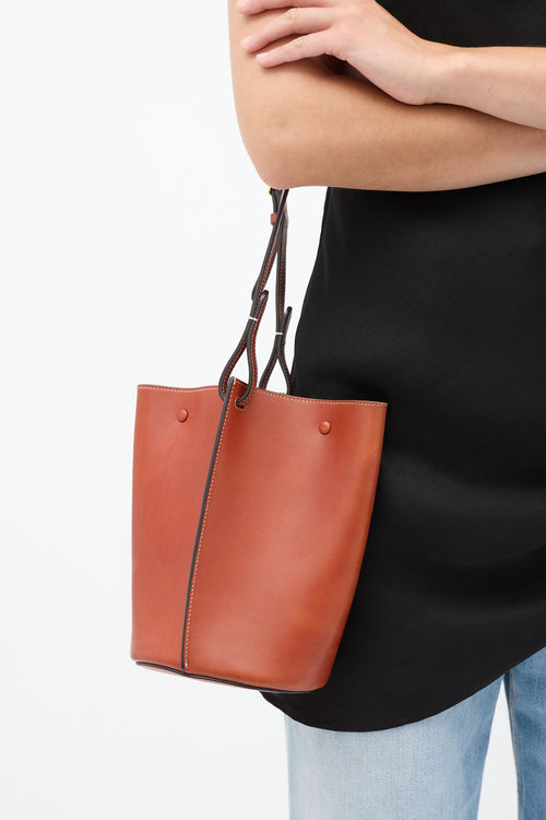 Celine 2015 Brown Leather Pinched Brick Crossbody Bag