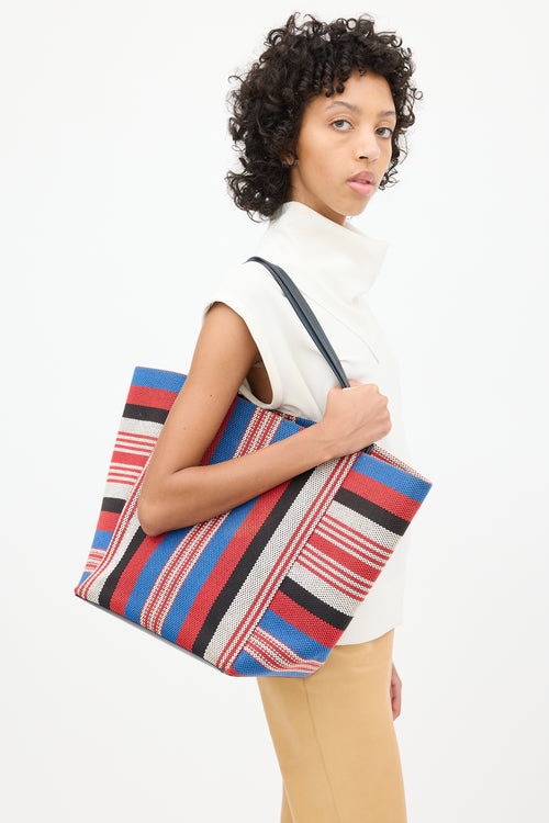 Celine 2015 Multicolour Striped Canvas Phantom Cabas Tote