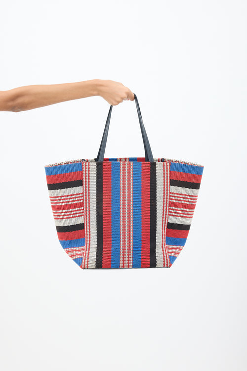 Celine 2015 Multicolour Striped Canvas Phantom Cabas Tote