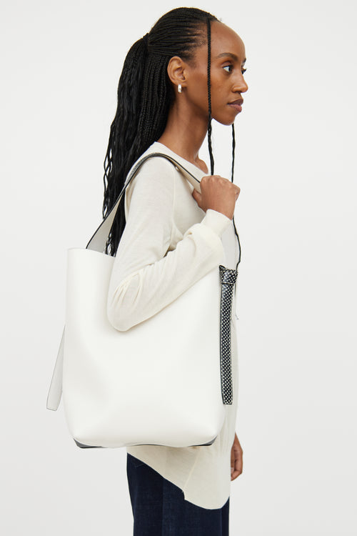 Celine White 
Black Trim Twisted Cabas Bag