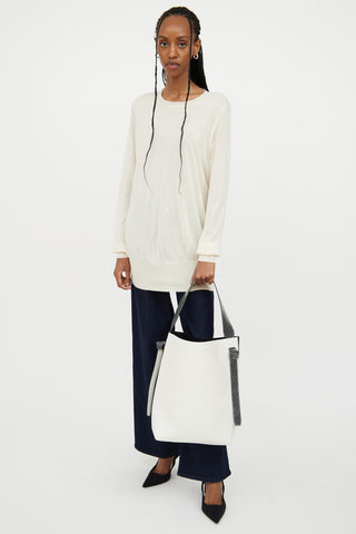 Celine White 
Black Trim Twisted Cabas Bag