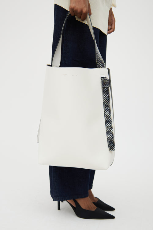 Celine White 
Black Trim Twisted Cabas Bag