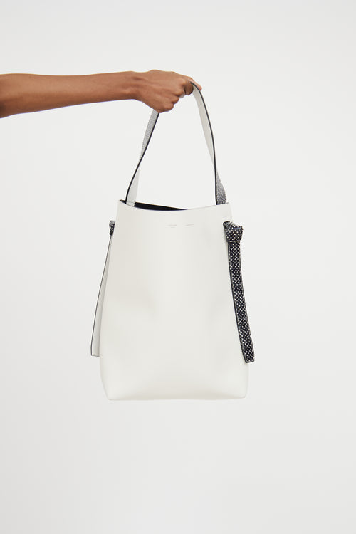 Celine White 
Black Trim Twisted Cabas Bag