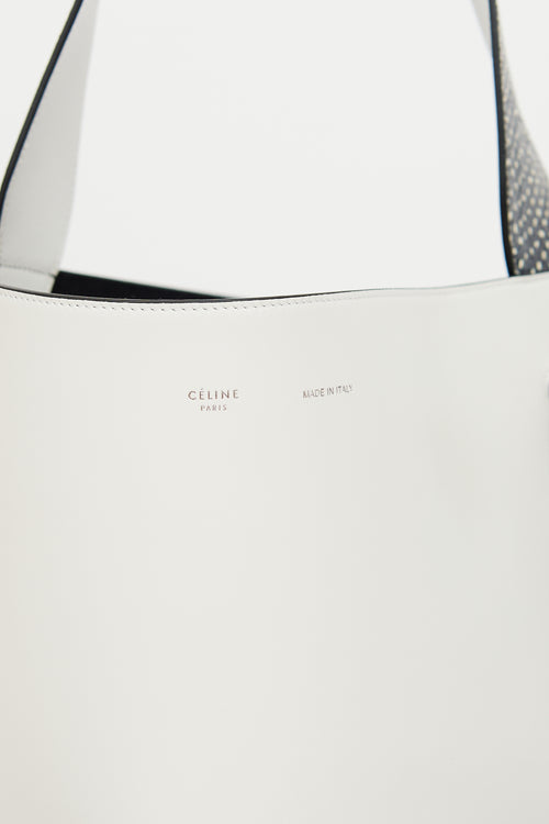 Celine White 
Black Trim Twisted Cabas Bag