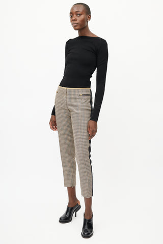 Celine Beige 
Black Houndstooth Stripe Trouser