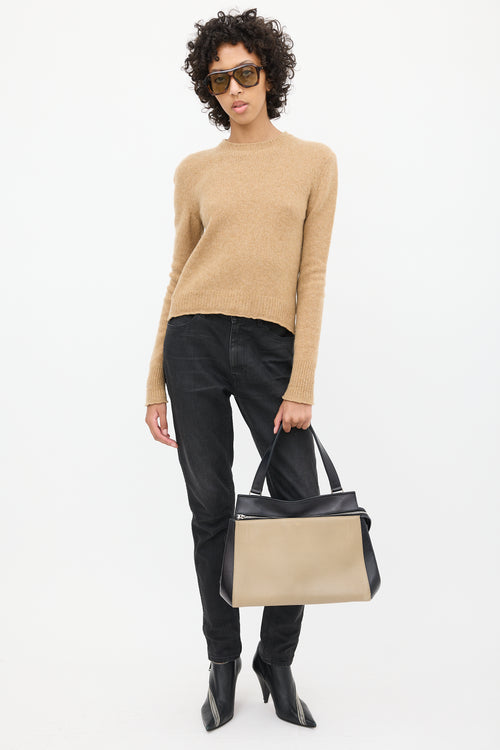 Celine Beige 
Black Leather Edge Bag