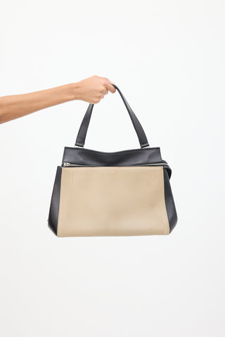 Celine Beige 
Black Leather Edge Bag