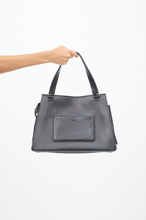 Celine Beige 
Black Leather Edge Bag