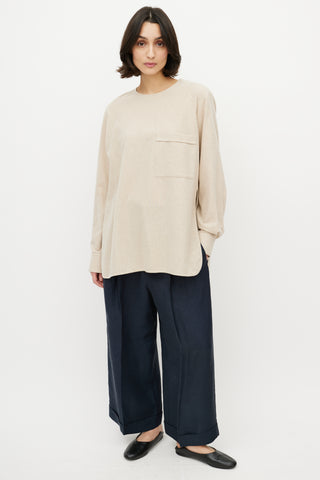 Celine Beige Cashmere Side Slit Top