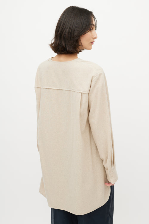 Celine Beige Cashmere Side Slit Top