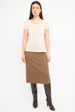 Celine Beige Cashmere 
Silk Knit Top