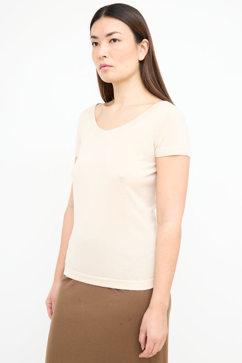 Celine Beige Cashmere 
Silk Knit Top