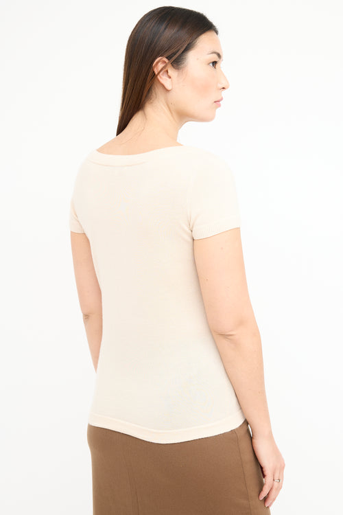 Celine Beige Cashmere 
Silk Knit Top