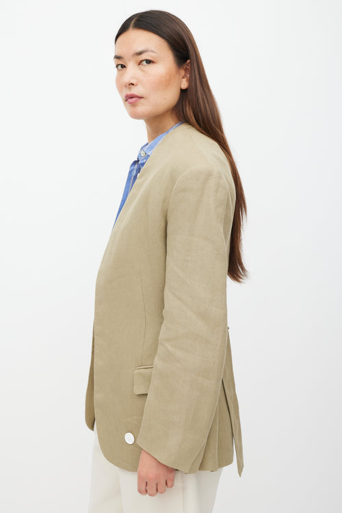 Celine Beige Linen Belted Blazer