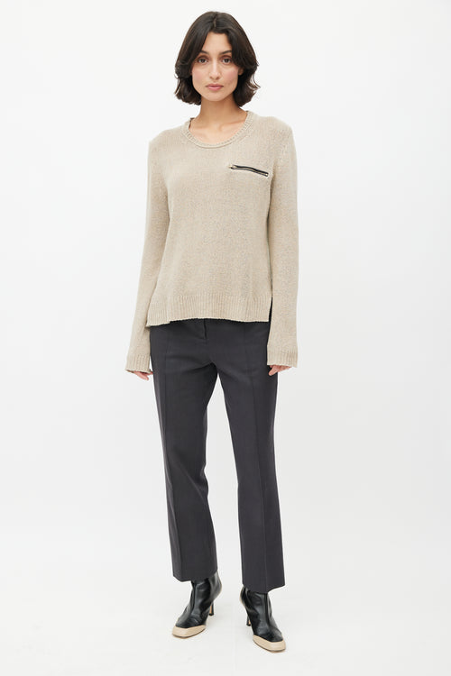 Celine Beige Linen Knit Sweater