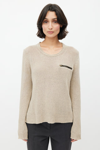 Celine Beige Linen Knit Sweater