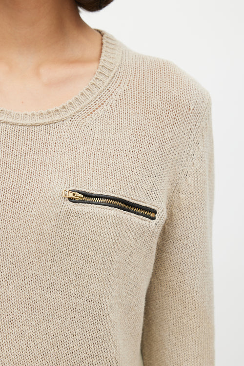 Celine Beige Linen Knit Sweater