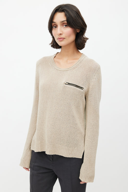 Celine Beige Linen Knit Sweater