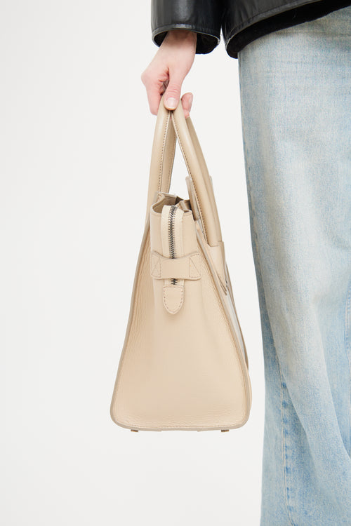 Celine Beige Mini Luggage Tote Bag