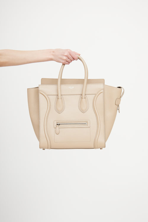 Celine Beige Mini Luggage Tote Bag