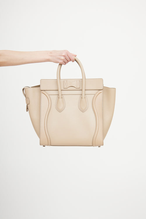 Celine Beige Mini Luggage Tote Bag