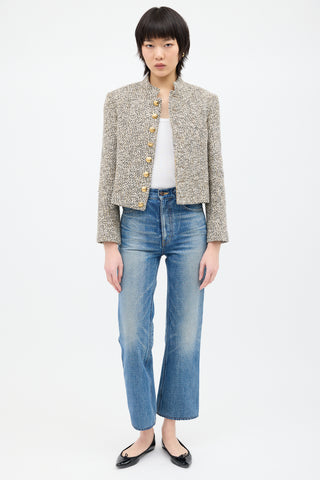 Celine Beige 
Multi Tweed Jacket