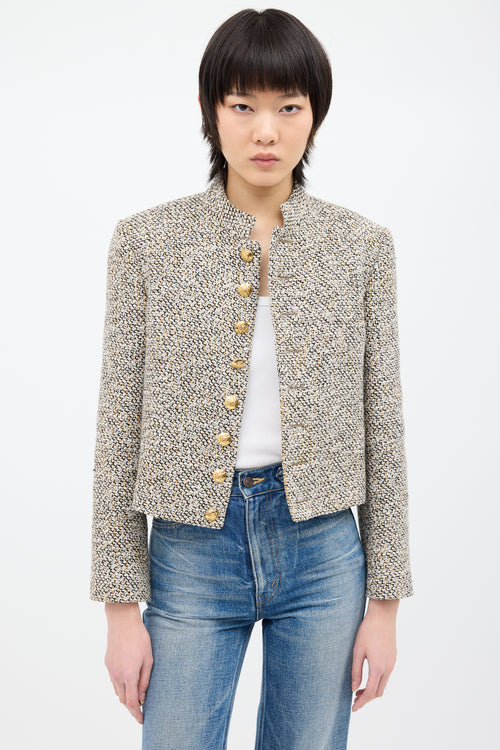 Celine Beige 
Multi Tweed Jacket